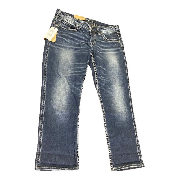 Silver Jeans Womens Sz 29 Blue Aiko Low Rise Capri Dark Wash Denim Pants NWT - Picture 5 of 8